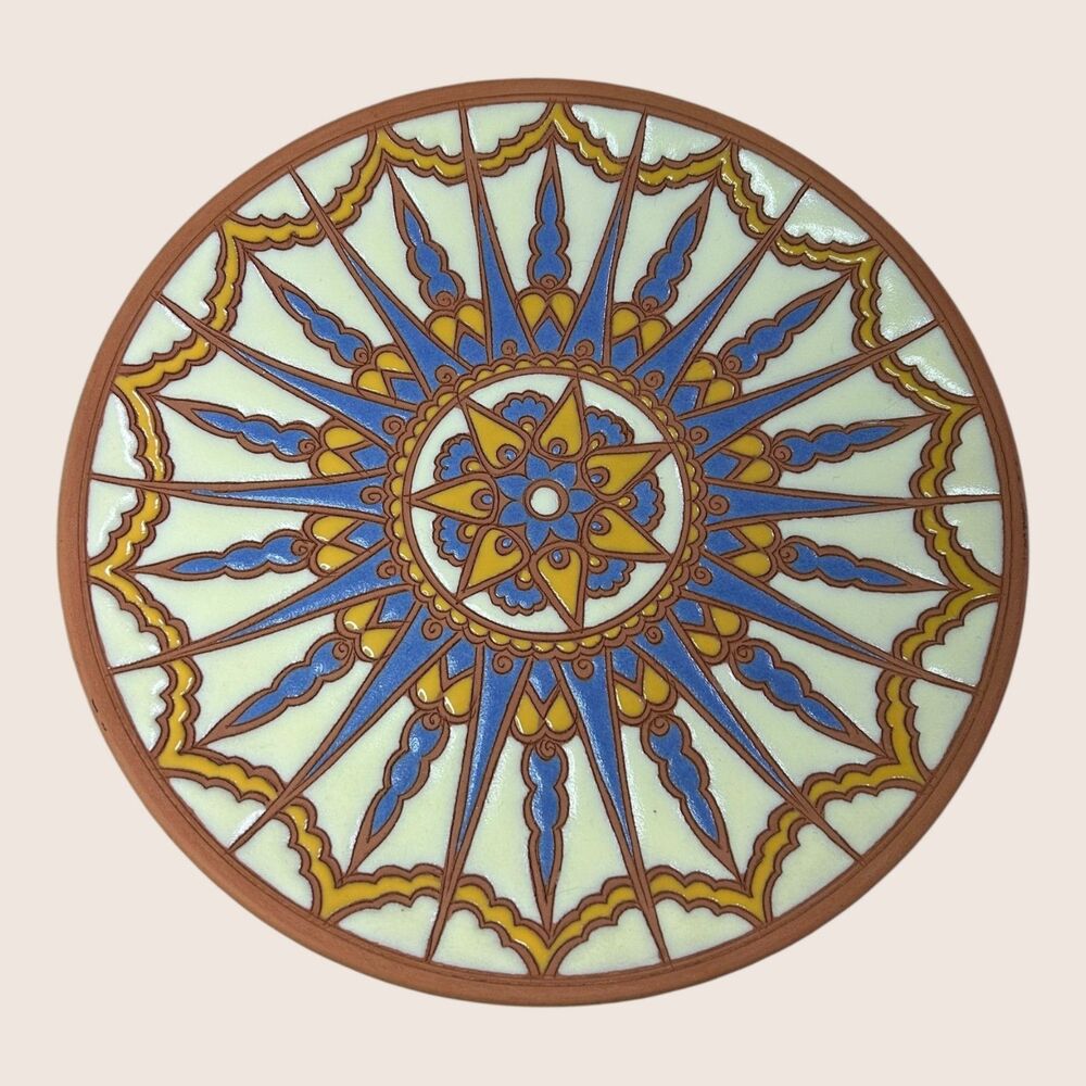 🏺 BONIS POTTERY RHODES GREECE HANDMADE TERRACOTTA DECORATIVE PLATE STARBURST